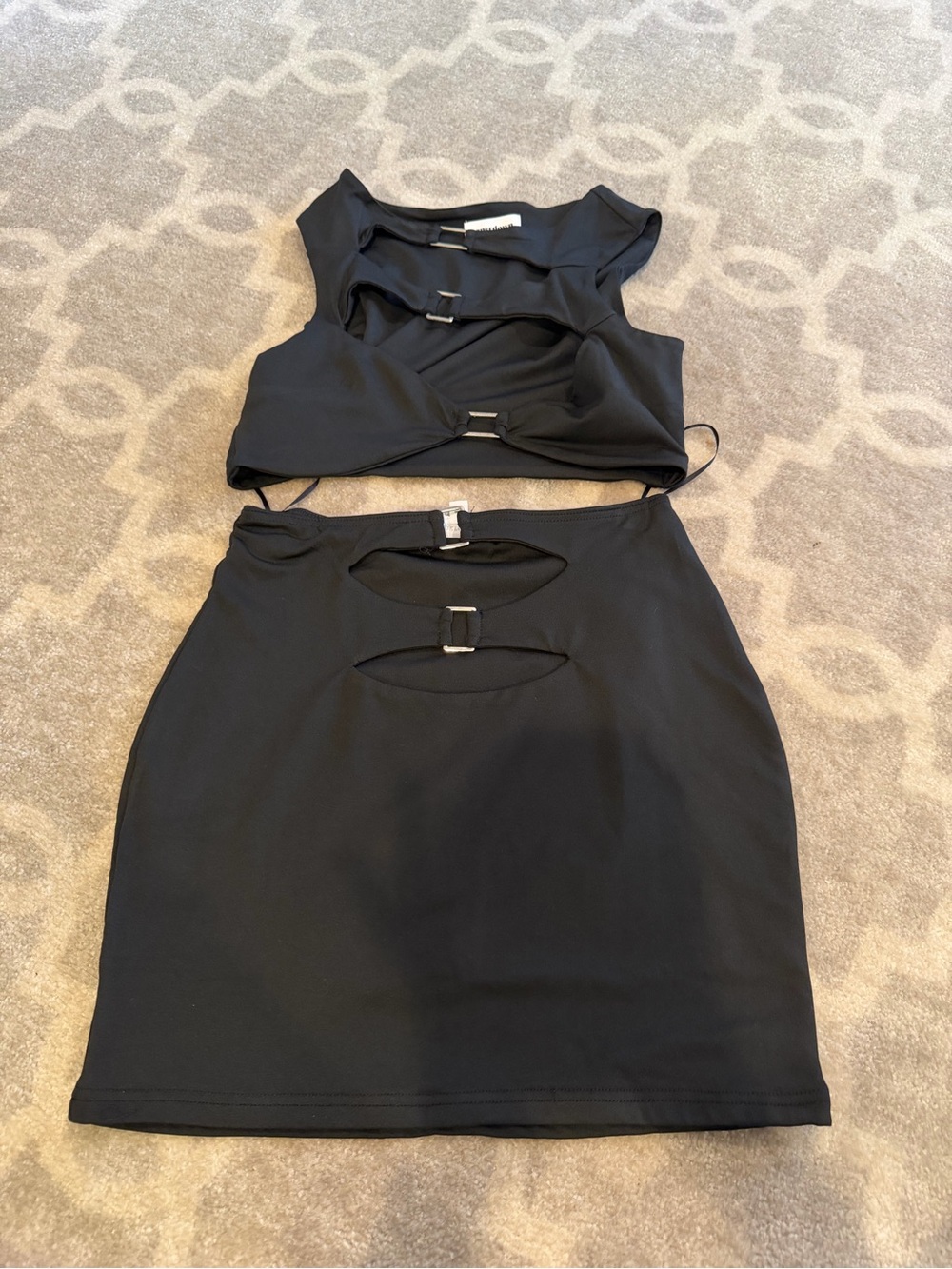 superdown Black Two-Piece Mini Set with Cutouts